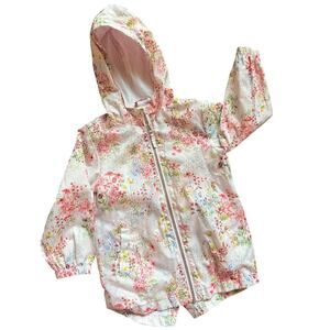 Next 2/3yrs Toddler Lightweight Jacket Windbreaker Floral Pink Hood Girly